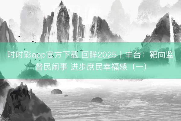 时时彩app官方下载 回眸2025丨丰台：靶向监督民闹事 进步庶民幸福感（一）