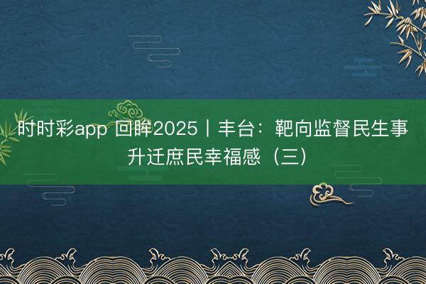 时时彩app 回眸2025丨丰台：靶向监督民生事 升迁庶民幸福感（三）