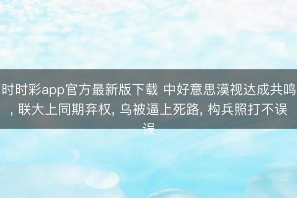 时时彩app官方最新版下载 中好意思漠视达成共鸣, 联大上同期弃权, 乌被逼上死路, 构兵照打不误