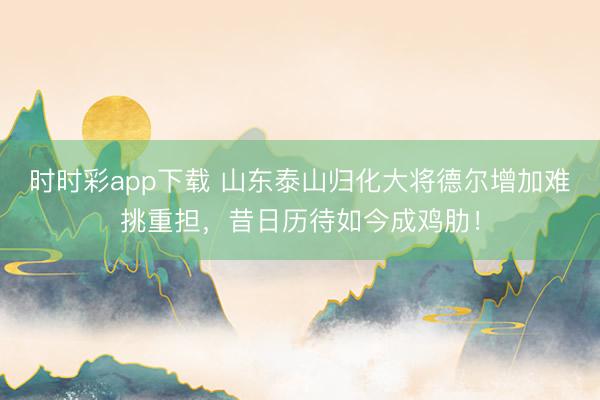 时时彩app下载 山东泰山归化大将德尔增加难挑重担,昔日历待如今成鸡肋!